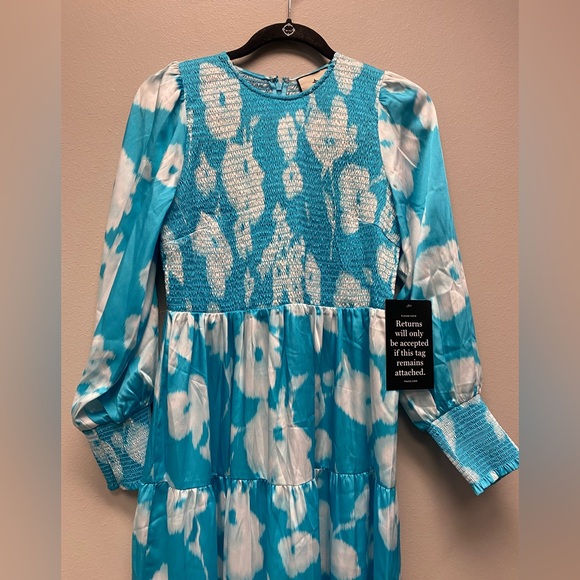 NWT TUCKERNUCK Turquoise Watercolor Floral Libby Dress Size Large - Picture 9 of 16